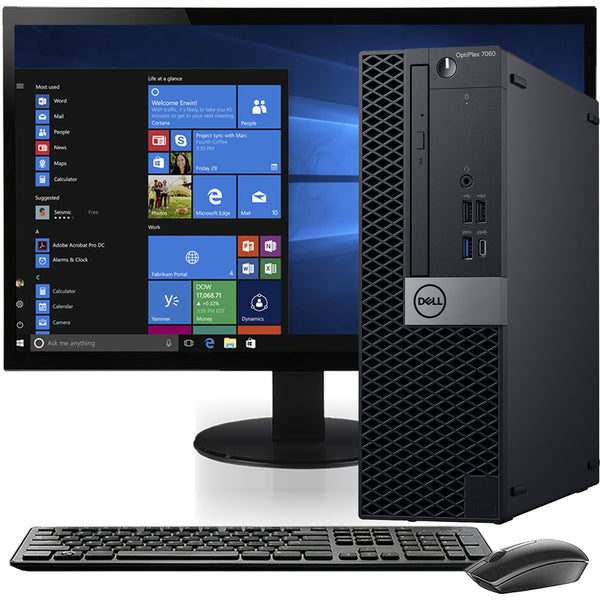 Dell Optiplex 7060 Computer 24" LCD - Core I5 8500 16GB Memory 512GB SSD Windows 11 Pro Bundle with Wireless keyboard and mouse